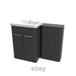 Nes Home Anthracite 600mm Freestanding Cabinet, Ceramic Basin & WC Unit