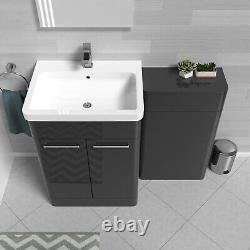 Nes Home Anthracite 600mm Freestanding Cabinet, Ceramic Basin & WC Unit