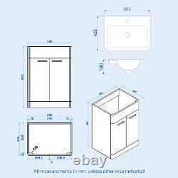 Nes Home Anthracite 600mm Freestanding Cabinet, Ceramic Basin & WC Unit