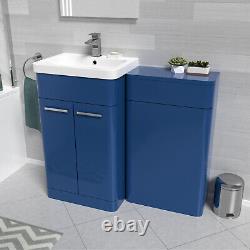 Nes Home Matt Blue 1000mm Freestanding Cabinet & Ceramic Basin & WC Unit