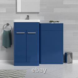 Nes Home Matt Blue 1000mm Freestanding Cabinet & Ceramic Basin & WC Unit