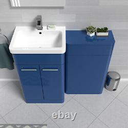 Nes Home Matt Blue 1000mm Freestanding Cabinet & Ceramic Basin & WC Unit