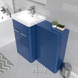 Nes Home Matt Blue 1000mm Freestanding Cabinet & Ceramic Basin & WC Unit