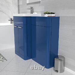 Nes Home Matt Blue 1000mm Freestanding Cabinet & Ceramic Basin & WC Unit