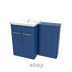 Nes Home Matt Blue 1100mm Freestanding Cabinet Ceramic Basin & WC Unit