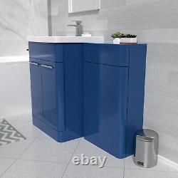 Nes Home Matt Blue 1100mm Freestanding Cabinet Ceramic Basin & WC Unit