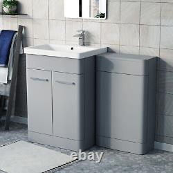 Nes Home Matte Grey 1100mm Freestanding Cabinet Ceramic Basin WC Unit