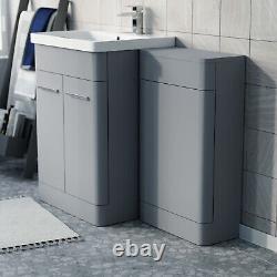 Nes Home Matte Grey 1100mm Freestanding Cabinet Ceramic Basin WC Unit