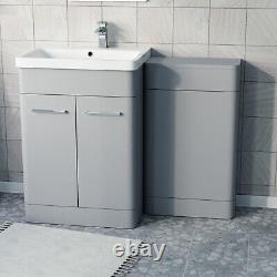 Nes Home Matte Grey 1100mm Freestanding Cabinet Ceramic Basin WC Unit