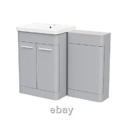 Nes Home Matte Grey 1100mm Freestanding Cabinet Ceramic Basin WC Unit