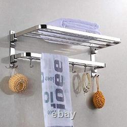 New Look Stainless Steel 304 Grade Dual Folding Towel Rack for Bathroom Chrome