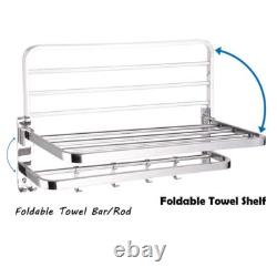 New Look Stainless Steel 304 Grade Dual Folding Towel Rack for Bathroom Chrome