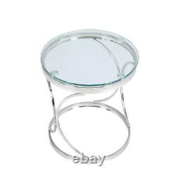 Nordic HIGH GLOSS Glass Coffee Table Side End Tea Tables Chrome Legs Living Room