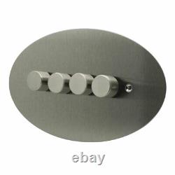 OVAL ROUND SHAPE Plug Sockets Light Switches Dimmer Satin Stainless Steel Chrome
