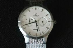 Obaku Harmony Chronograph Wrist Watch Polished Chrome And Stainless Steel Strap