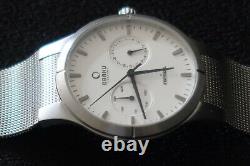 Obaku Harmony Chronograph Wrist Watch Polished Chrome And Stainless Steel Strap