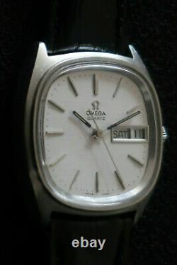 Omega 1310 Quartz Wrist Watch Silver Grey Dial Stainless Steel Case Vintage 1976