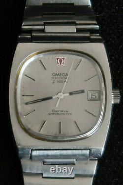 Omega Geneve Electronic Chronometer F 300hz Silver Grey Stainless Steel Strap