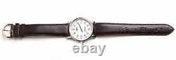 One Hand Luch Mechanical Wristwatch Men's leather White 77471760 RUS. Skeleton