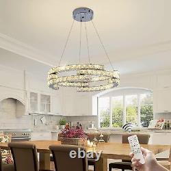 Oninio Modern LED Crystal Chandeliers, Dimmable Pendant Light, Height Adjustable