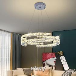 Oninio Modern LED Crystal Chandeliers, Dimmable Pendant Light, Height Adjustable