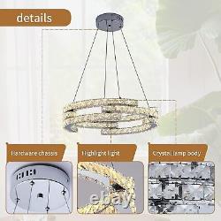 Oninio Modern LED Crystal Chandeliers, Dimmable Pendant Light, Height Adjustable