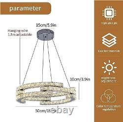 Oninio Modern LED Crystal Chandeliers, Dimmable Pendant Light, Height Adjustable