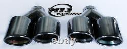 Pair 4-100mm Twin Black Chrome Exhaust Tail Pipe Stainless Steel Trim Tips L/R