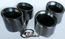 Pair 4-100mm Twin Black Chrome Exhaust Tail Pipe Stainless Steel Trim Tips L/R