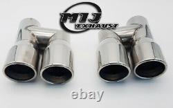 Pair Of 3 Twin Chrome Exhaust Tailpipes Stainless To Suit Mercedes AMG Style