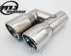 Pair Of 3 Twin Chrome Exhaust Tailpipes Stainless To Suit Mercedes AMG Style