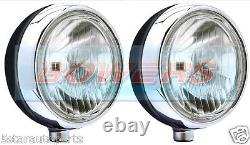 Pair Of Stainless Steel Chrome 7 Inch Cibie Oscar H3 Replica Spot Lights Lamps