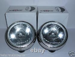 Pair Of Stainless Steel Chrome 7 Inch Cibie Oscar H3 Replica Spot Lights Lamps