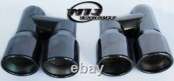 Pair Of Twin Black Chrome Exhaust Tailpipes Stainless To Suit Mercedes AMG Style