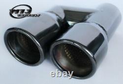 Pair Of Twin Black Chrome Exhaust Tailpipes Stainless To Suit Mercedes AMG Style