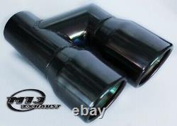 Pair Of Twin Black Chrome Exhaust Tailpipes Stainless To Suit Mercedes AMG Style