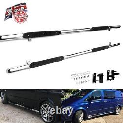 Polished Chrome Side Step Bar Running Board For 03+ Mercedes Vito Viano W639 SWB