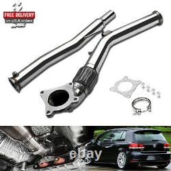 Polished Stainless Muffler Exhaust Decat Down Pipe For Golf GTI 2.0T Octavia RS