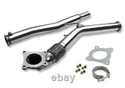 Polished Stainless Muffler Exhaust Decat Down Pipe For Golf GTI 2.0T Octavia RS