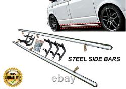 Polished Stainless Side Step Running Board Bar For VW Transporter T5 T6 LWB 03+
