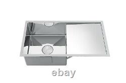 Polished Stainless steel 304 Chrome single bowl with drainer kitchen sink 1.5mm