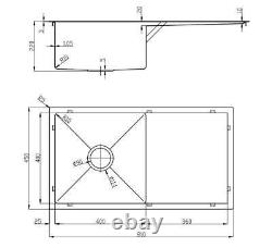 Polished Stainless steel 304 Chrome single bowl with drainer kitchen sink 1.5mm