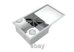 Polished Stainless steel 304 Chrome single bowl with drainer kitchen sink 1.5mm