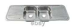 Polished Two Bowl Double Drainer Stainless Sink & Pull Out Mixer Tap (KST096)