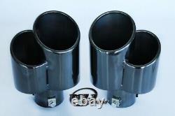 Porsche Style Twin Black Chrome Exhaust Tailpipe Stainless Steel Sport Trim Tips