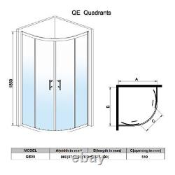 Quadrant Shower Enclosure 900x900mm Sliding Door And Tray Wet Room Glass Cubicle