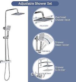 Quality Thermostat Shower System, Square Thermostatic 38 °C Chrome