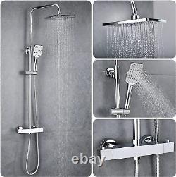 Quality Thermostat Shower System, Square Thermostatic 38 °C Chrome