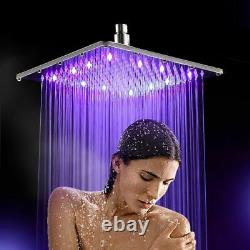 Rainfall Shower Head 12 Inch Stainless Steel Bathroom Led Changing Color Showers