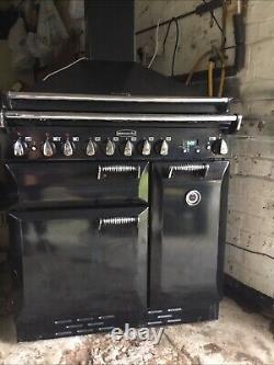 Rangemaster Elan 90 Black/chrome Dual Fuel Cooker With Hood Excellent Condition